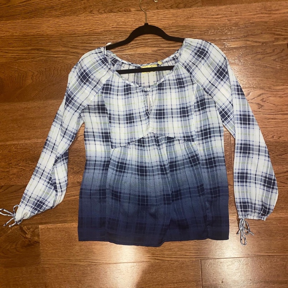 Blue Ombré Flannel Blouse